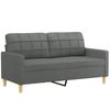 3 Piece Sofa Set with Cushions Dark Grey Fabric