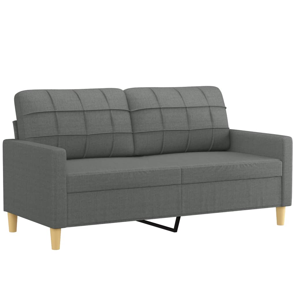 3 Piece Sofa Set with Cushions Dark Grey Fabric