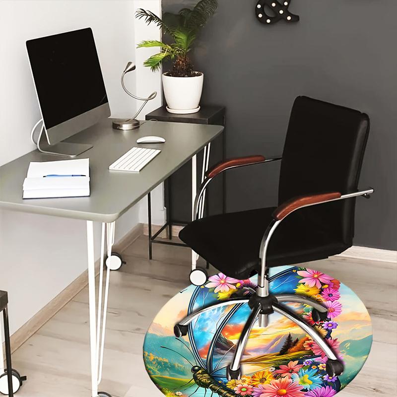 

1pc Office Carpet Chair Mats Butterfly Flowers Landscape Nature Artwork Perfect for Decorating Office Chairs, Living Rooms, Or Bedrooms.YDT245 80cm by 80cm