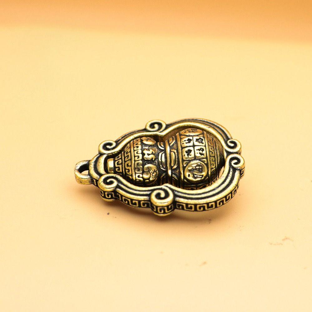 Lucky Brass Gourd Pendant Brass Crafts Mini Gourd Figurines Rotating Gourd Ornaments Desktop Decor