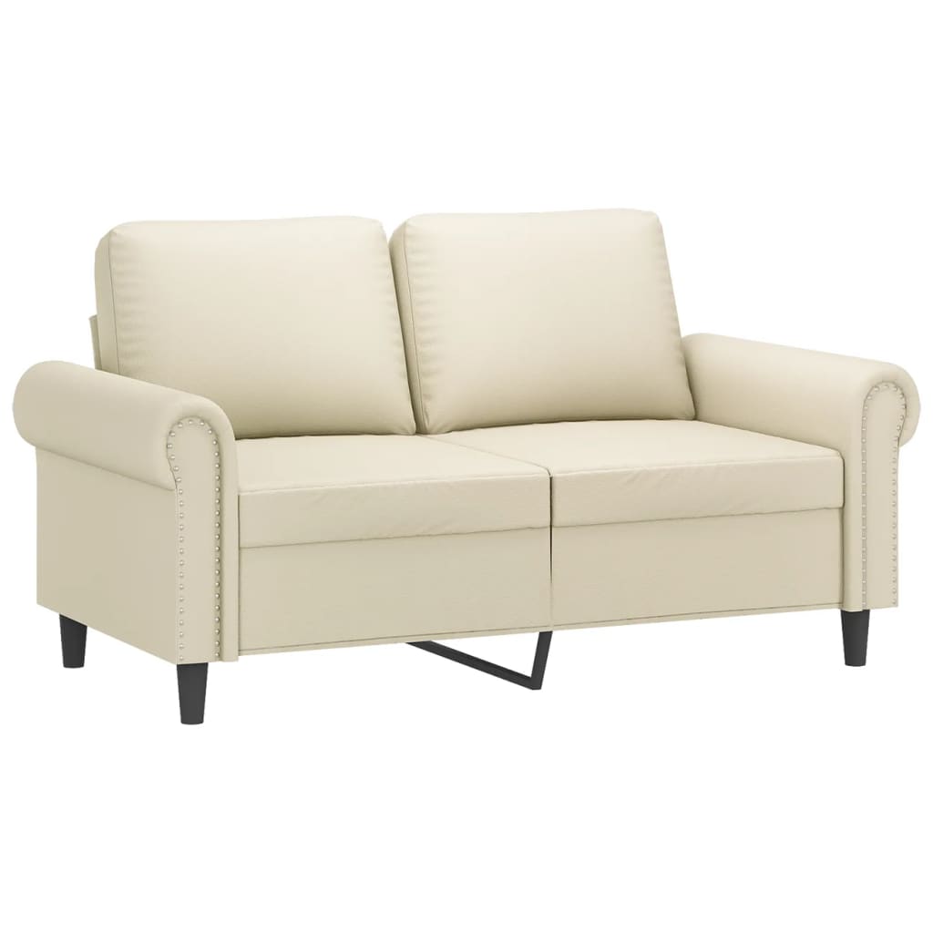 Vidaxl 2-Osobowa Sofa Z Poduszkami, Kremowa, 120 Cm, Sztuczna Skóra