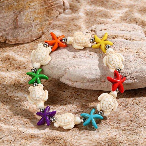 Boho Imitation Pearl Cowrie Shell Bracelet For Women Gold Color Starfish Charm Chain Bangle Summer Beach Vacation Jewelry Gift