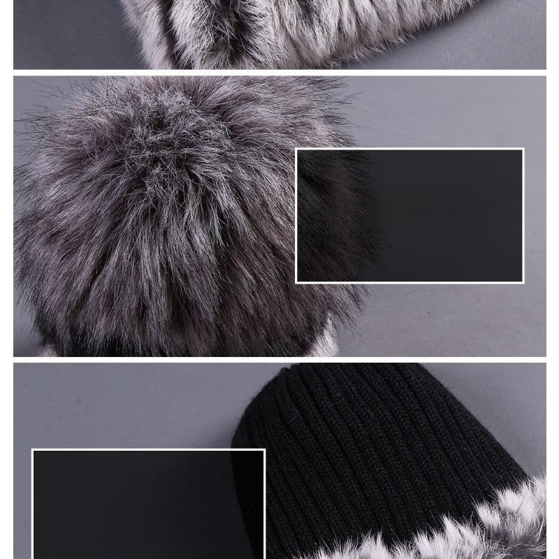 Autumn and Winter Women's Rabbit Fur Cap Casual Warm Ear Protection Knitted Caps