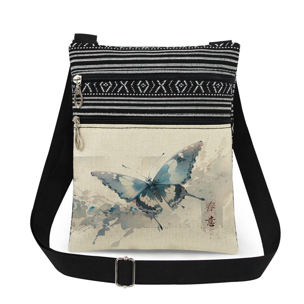 1PC Butterfly Print Tote Bags Women Shoulder Handbags Postman Package 6916