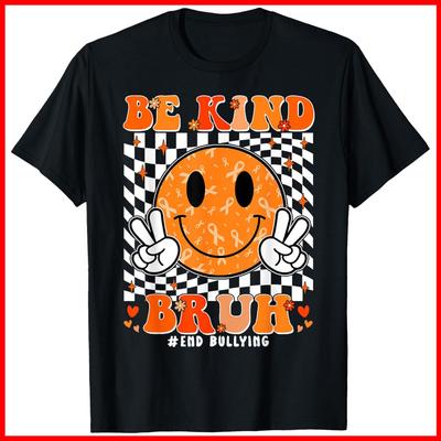 Journée de l'unité T-shirt Orange Anti-Harcèlement Soyez Gentil Bruh Gentillesse T-shirt Noir en Coton T-shirt Unisexe