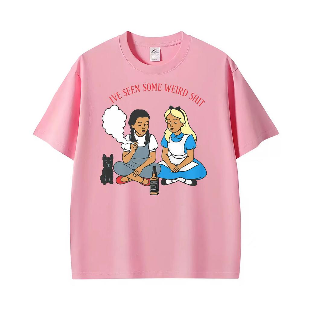 Toto And Friend Illustration Ive Seen Some Weiro Funny Smoking Bottle Cat T Shirt Unisexs Vintage Tee Shirt Summer Cotton Tshirts