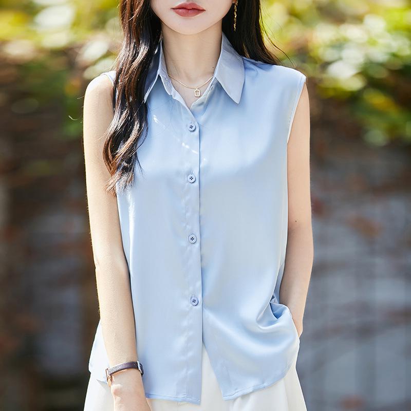 

2025 Spring/Summer Women s White Slimming Sleeveless Vest with False Collar XXL