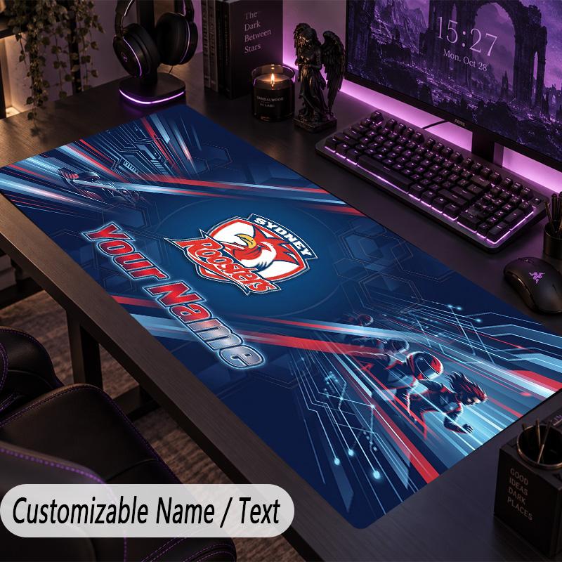 Large Mouse PadSydney Roosters Custom Name Text Personalized Desk Mat Non Slip Gaming Pad