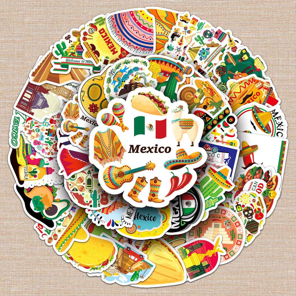 50 Personalized Mexican Graffiti Stickers for Travel & Outdoor Decor