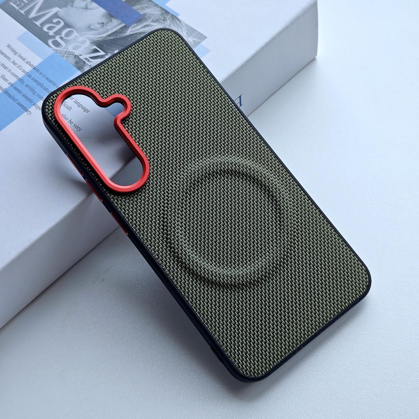 

For Samsung Galaxy S26 Ultra Edge Plus Case Magsafe Nylon Woven Matte Leather Skin-friendly Metal Frame Lens Protection Cover Galaxy S26 Ultra
