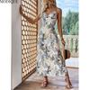 MODIQUE 2025 Summer Plus Size New Women's Sexy Casual Floral Printing Slip Long Dress Ladies H-Line Hot Sleeveless Dress