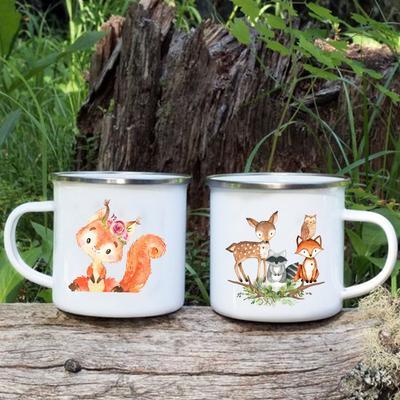 Niedliche Cartoon Tier Hirsch Waschbär Eule Druck Tassen Camping Kaffeetasse Cupshe Original Frühstückstassen zum Sublimieren Trinkgeschirr Tasse