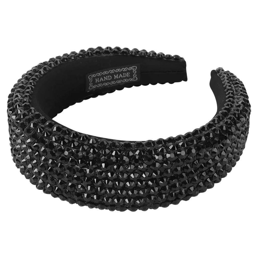 Wide Brim Full Rhinestone Headband Padded Design Baroque Headdress Hair Accessory  Performance