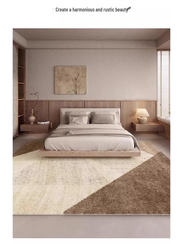 Retro Faux Cashmere Thickened Bedside Rug - Absorbent Bedroom, Bay Window, and Sofa Floor Mat