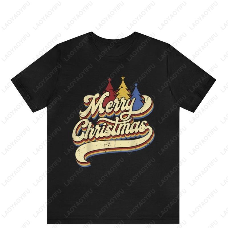 

Merry Christmas Vintage Family 70s Style Tshirt Nostalgia Classics Fashion Printed Tops Men Women Cotton Streetwear Lovely Tees 5XL різнокольоровий