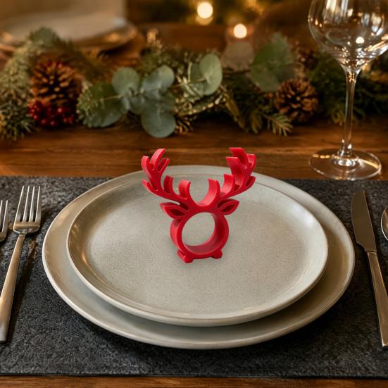 Festive Party Supplies 3D Printed Reindeer Napkin Ring, Decorative Holder, Elk Chocolate Holder Novelty Tableware Holders for Christmas Table