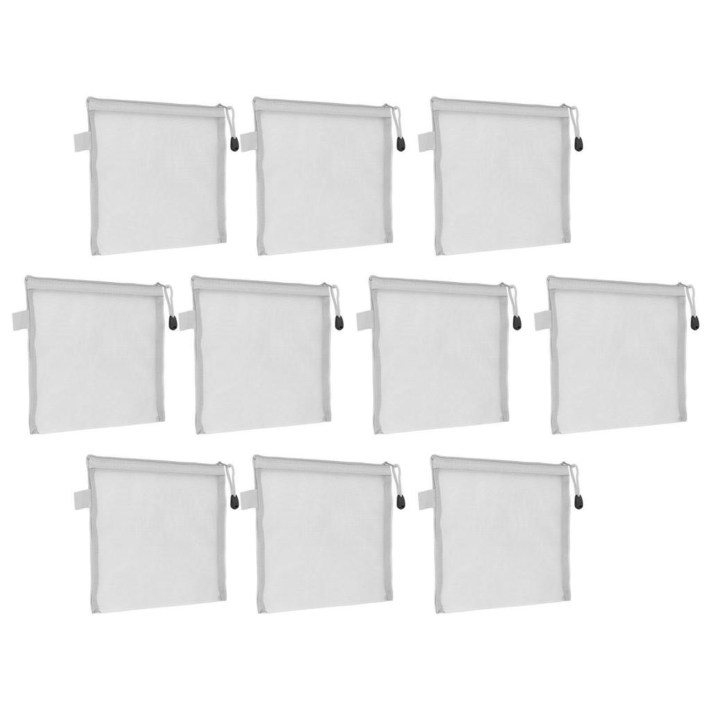 10 PEZZI Sacca Portadocumenti con Cerniera Impermeabile Resistente allo Strappo Formato Carta A5 Organizer per Documenti Grigio