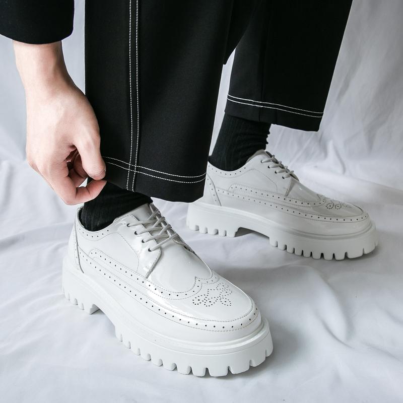 Fashion Baroque Men'Bright Design Thick Soled Casual Shoes Fashionable Round Toe Gathering Comic Exhibition Wedding Best Man Oxford Shoe