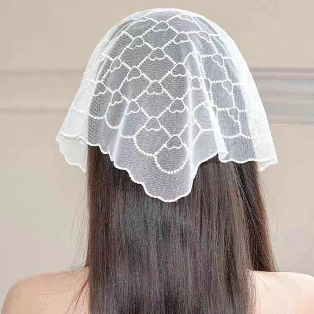 Korean Style Lace Scarves Love Heart Triangle Hijab Scarf Retro Bandanas Shawl  Girls