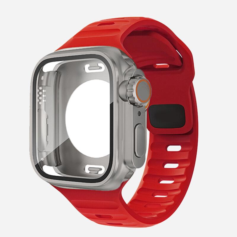 360 Waterproof Case+Silicone Strap for Apple Watch 9 8 7 Band Appearance Upgrade Ultra 49mm Iwatch Series 8 7 6 SE 5 4 3 2 1