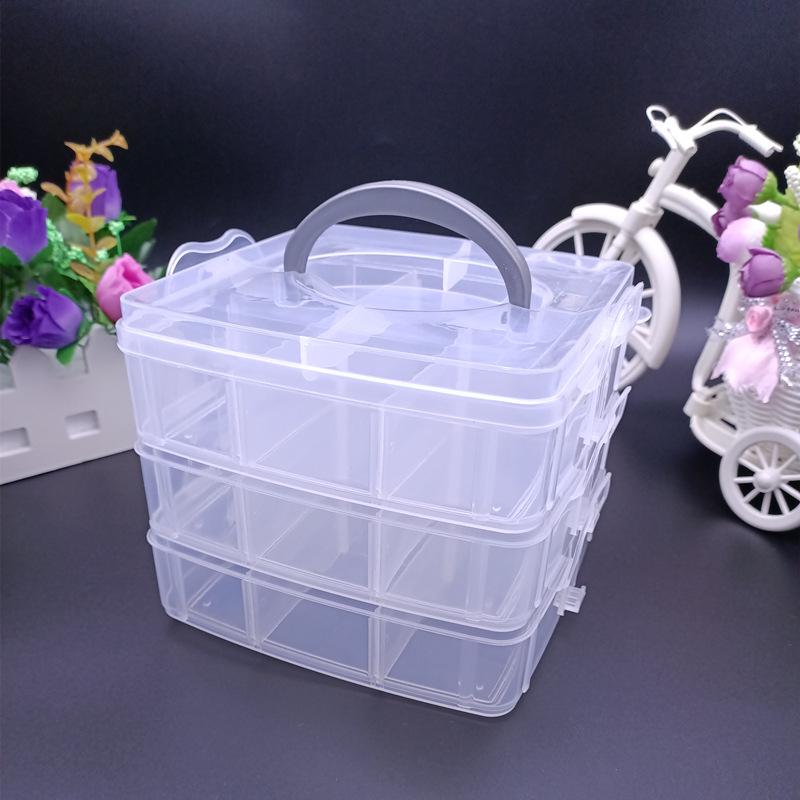 Compact Three-Layer Transparent Storage Box for Tools, Jewelry, and More