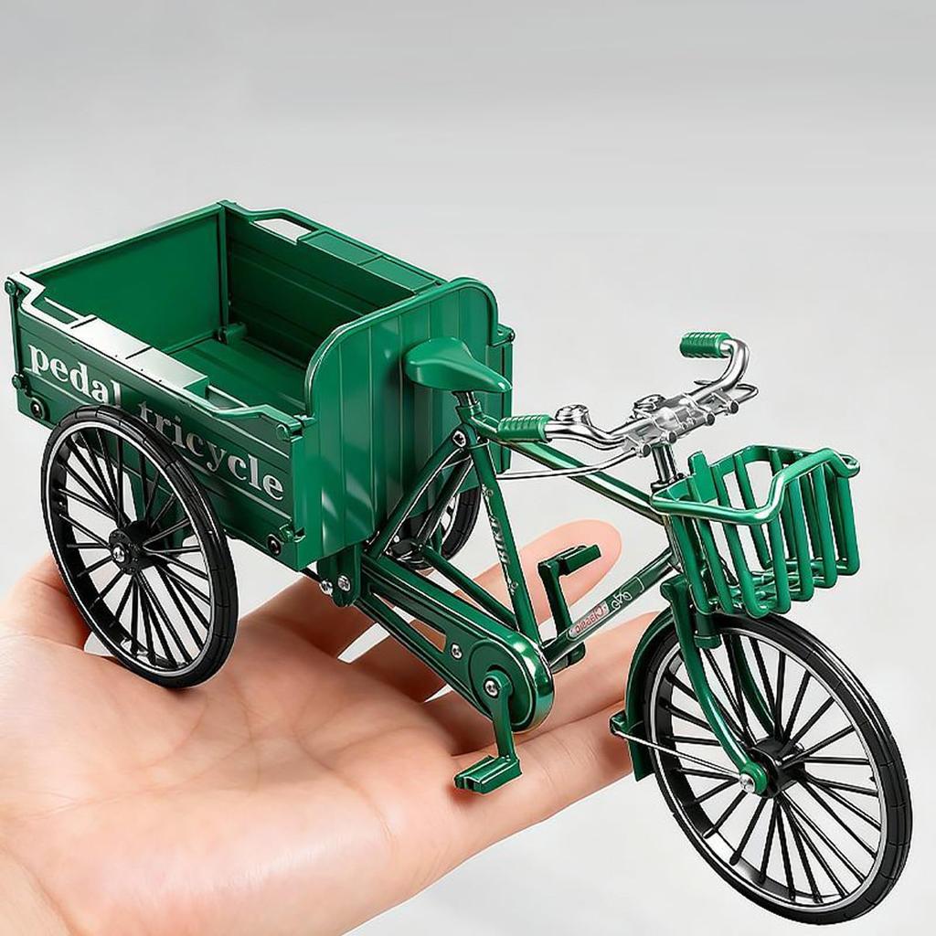 VVF 1/10 Flatbed Cargo Tricycle Alloy and ABS Model Assembly Kit, Green, 65 Parts