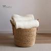 Natural Fiber Plant Containers Woven Seagrass Pot with Handle, Built-in Plastic Film Lining Eco-friendly Home Organizers Storage Basket, Rattan Flower