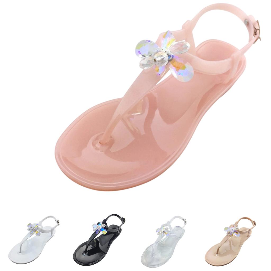Sandali estivi da donna in PVC multicolore con strass, tipo gelatina