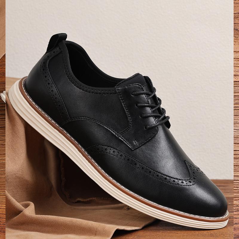 7218 Men's Shoes Summer Breathable 2025 New Men's Casual Shoes One-pedal Business Dress Brock Leather Shoes Men
