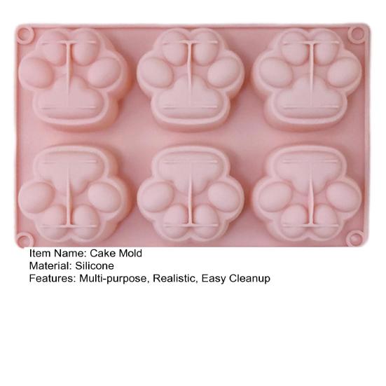 Cat Paw Silicone Mold Food-Grade Chocolate Mousse Cake Mold Easy-Release Reusable Baking Mold for DIY Dessert Soap Decompression Toy