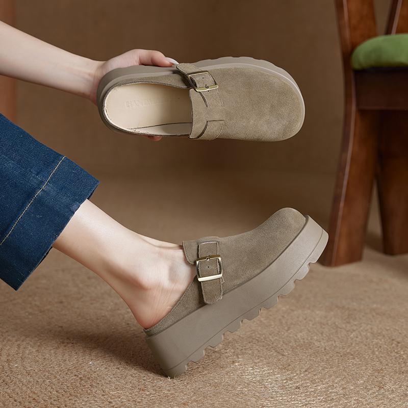 Women's Slippers Thick-soled Mules with Closed Toe for Women Large-size Comfortable Half-slippers Female