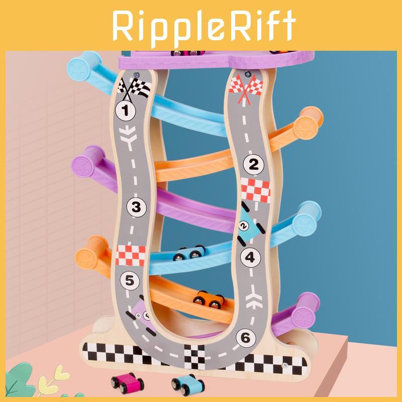 Six Layer Bright Color Glide Car Wooden Construction Toy For Kids Play And Development