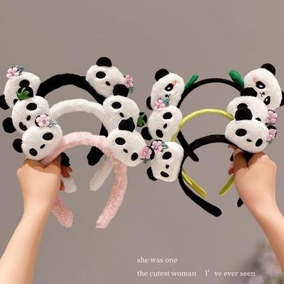 Chinese Style Cartoon Hair Band Zoo Hair Clip Plush Doll Hair Hoop Sweet Panda Headband  Photograph