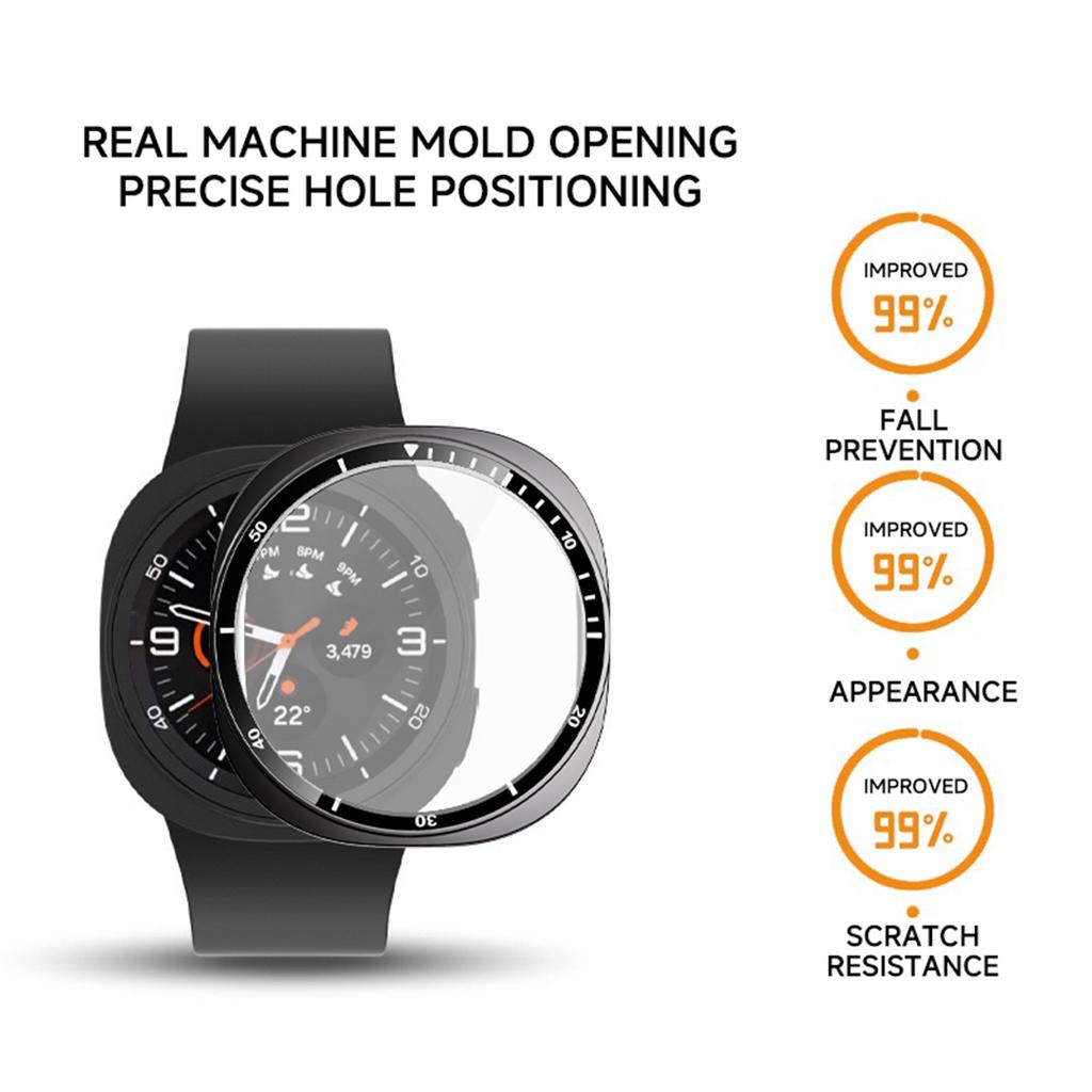 Tempered Glass+ PC Cover for Samsung Galaxy Watch 8 44mm All Coverage Protective Bumper Case for Galaxy Watch 8 40mm Accessories