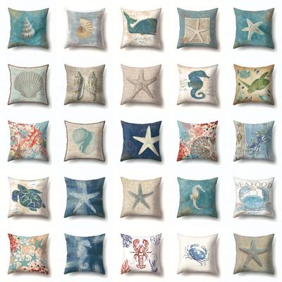 Vintage Marine Cushion Cover Peach Skin Pillowcase Sofa Cushion Pillowcase Suitable for Living Room Car Pillowcase