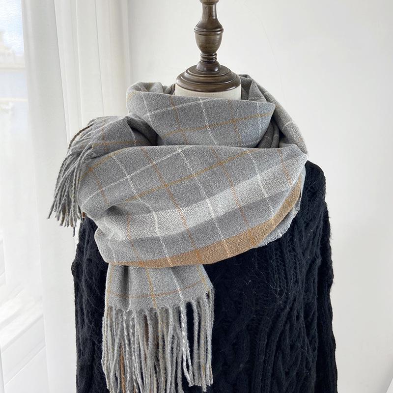 Klassischer Damen-Schal mit Karomuster - Imitation Kaschmir, Doppelt verwendbarer Nackenwärmer, Herbst/Winter 2023 Schal