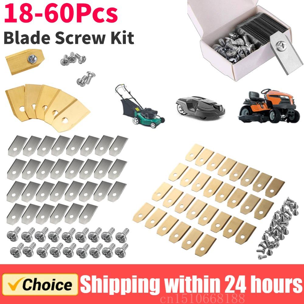 18-60PCS Lawn Mower Cutting Blades Set Stainless Steel Trimmer Blade Compatible with Gardena/Yardforce Cutter Blades Replacement