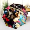 Pink Schnauzer Pattern, Automatic Folding Umbrella, Portable and Foldable Design, 8 Ribs, a Christmas or Birthday Gift.