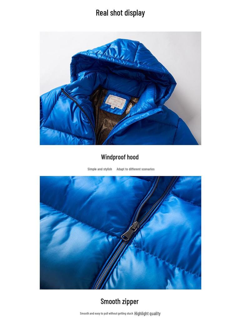 Zimní péřová bunda s kapucí pro chlapce s grafenovým ohřevem – Silný, teplý bavlněný kabát pro starší děti
