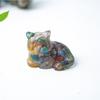 Cat Mini Figurine Resin Craft Home Office Desk Decor With Natural Crystal For Gift Giving