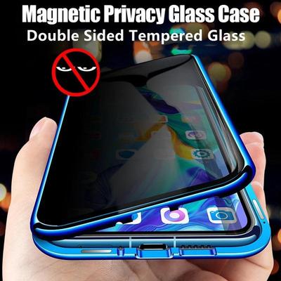 Magnetic Tempered Glass Privacy Metal Case for Huawei Honor 70 Pro 80 SE 60 50 30 X60 X50 GT with Camera Lens Protection Double Sided Glass Cover