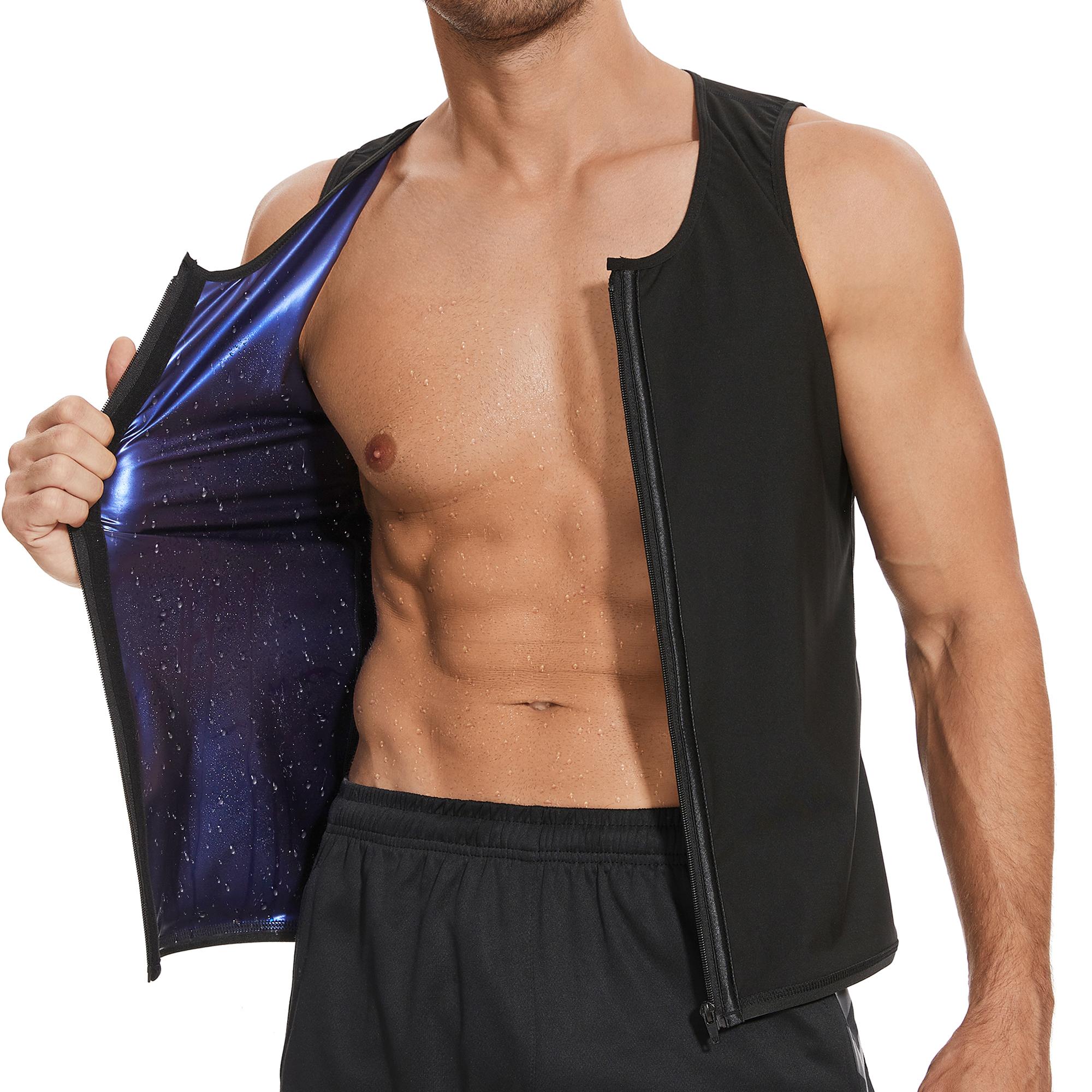 

Мужской костюм для сауны, тренажер для талии, формирователь тела, компрессионные рубашки, майки для тренировок, майки, корректирующее белье, майка для похудения, нижнее белье для сжигания жира M чёрный/синий