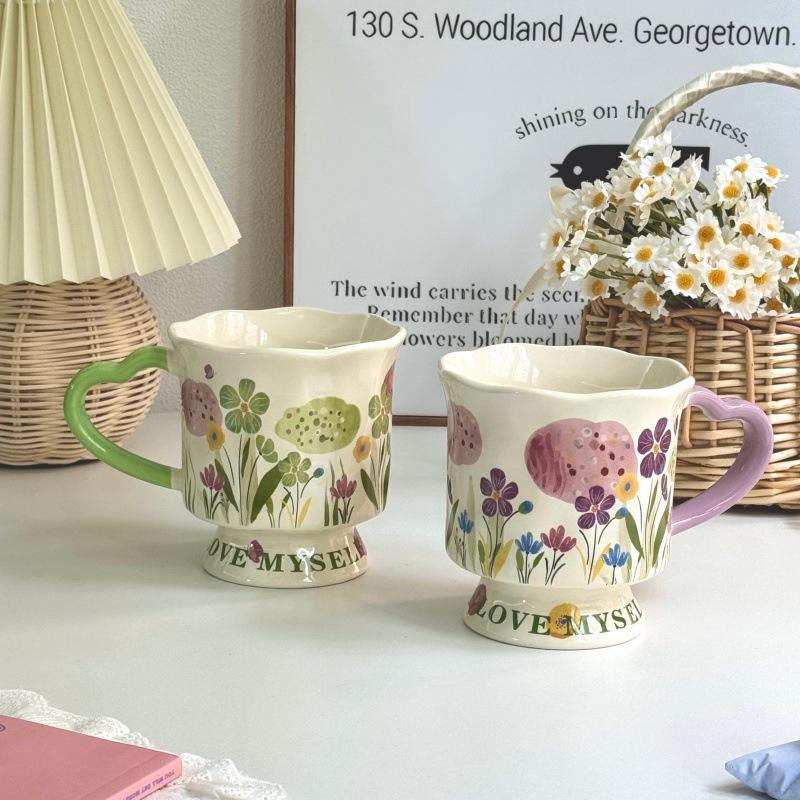 Ins originální špičkový keramický hrnek ručně malovaný vysoký hrnek kancelářský hrnek na kávu vodu dárek k narozeninám pro ženu