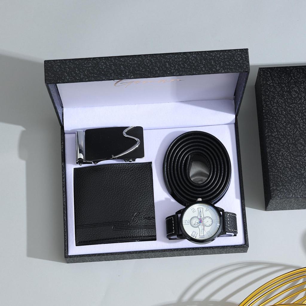 Weihnachtsgeschenkset: Ledergürtel, Uhr, Brieftasche für Freund