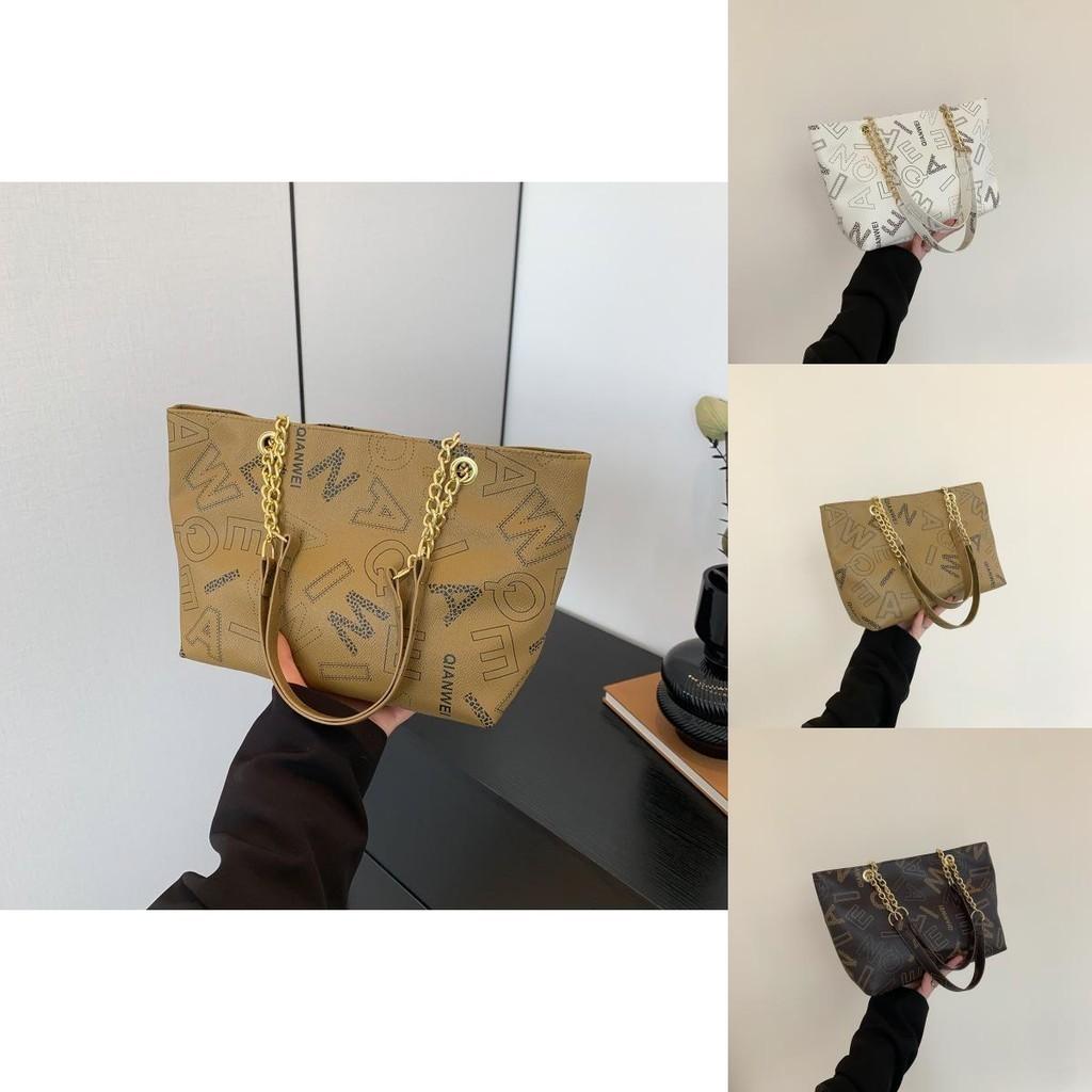 Stylish Pu Tote Bag With Letter Print Trendy Street Fashion Large Capacity For Women