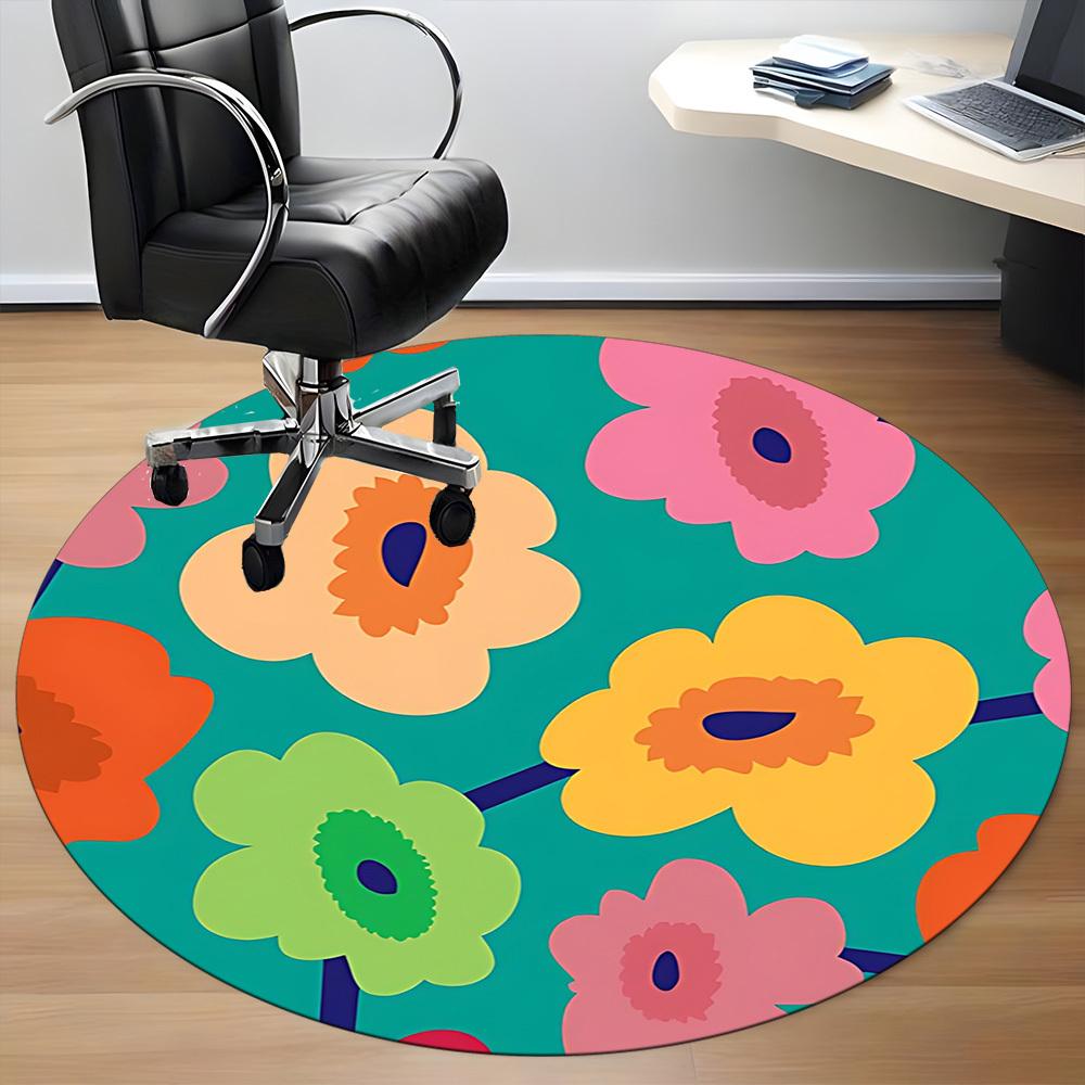 1pc Floral Pattern Chair Carpet for Office - Durable, Ideal for Chair Mats, Stylish & Functional Decorative Rug Yy260203067