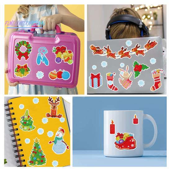 1 Set Diamant Malerei Aufkleber DIY Cartoon Weihnachten Aufkleber Handwerk für Telefon Fall Tasse Rucksack Dekoration