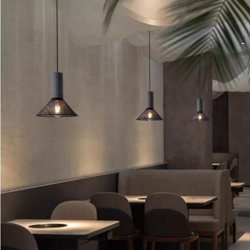 Vintage restaurant pendant light corridor cement column forged iron lampshade LED E27 coffee shop home decoration pendant light