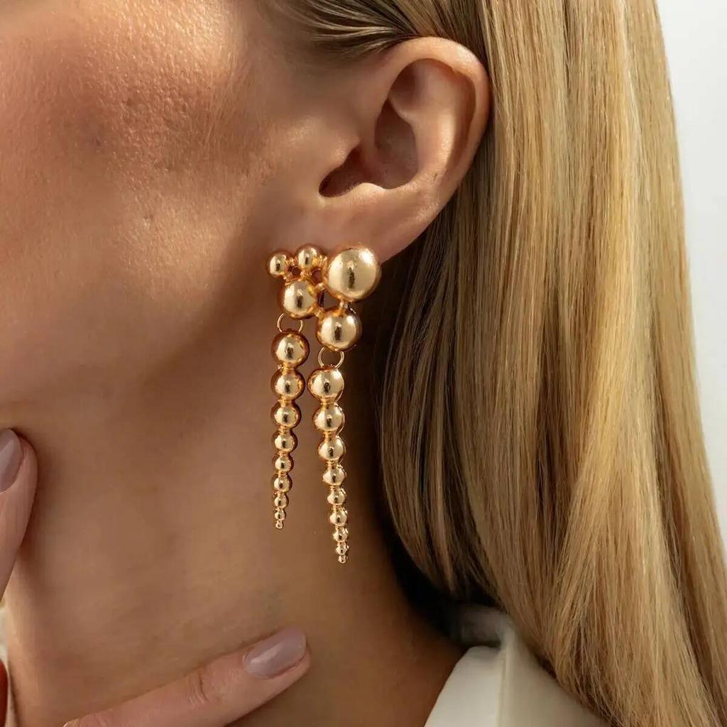 Goth Multilayer Beads Pendant Drop Earrings for Women 2026 New Trend Punk Irregular Pierced Earring New Year Jewelry