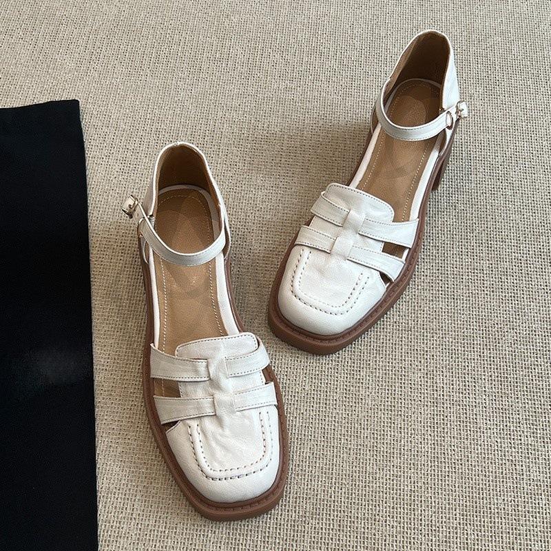 Breathable hollow bag head sandals women's 2025 summer new comfortable soft sole high heel Roman sandals